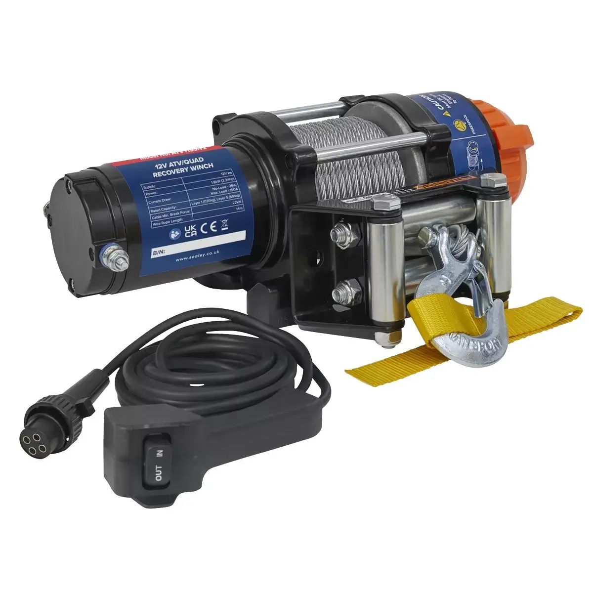 Sealey Atv1135 12V Atv/Quad Recovery Winch 1135Kg Line Pull 1