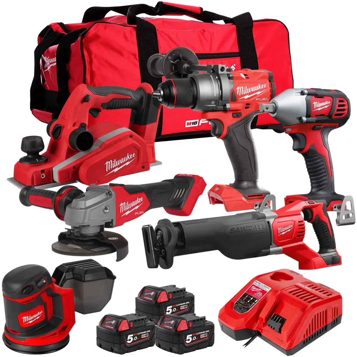 Milwaukee 18V 6 Piece Power Tool Kit With 3 X 5.0Ah Batteries T4tkitm-116 1