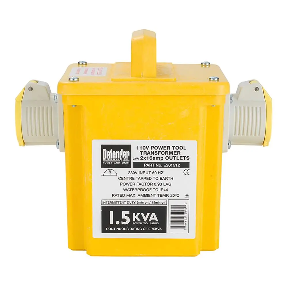 Defender E201512 2X 16A 1.5Kva Socket Site Transformer Outlets 110V Item Condition Damaged Box 1