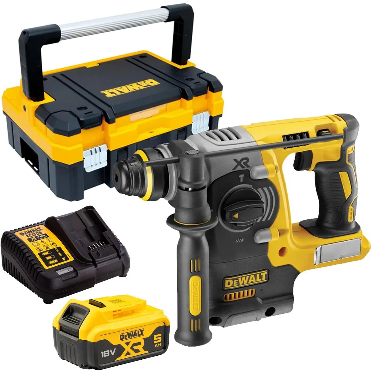 Dewalt Dch273n 18V Brushless Sds+ Rotary Hammer Drill With 1 X 5.0Ah Battery Charger & Organiser Box 1
