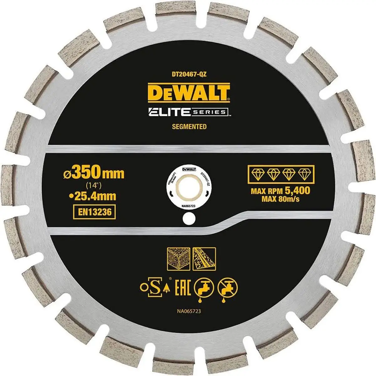 Dewalt 350Mm Elite Series Asphalt Diamond Segmented Wheel Blade Dt20467-Qz 1