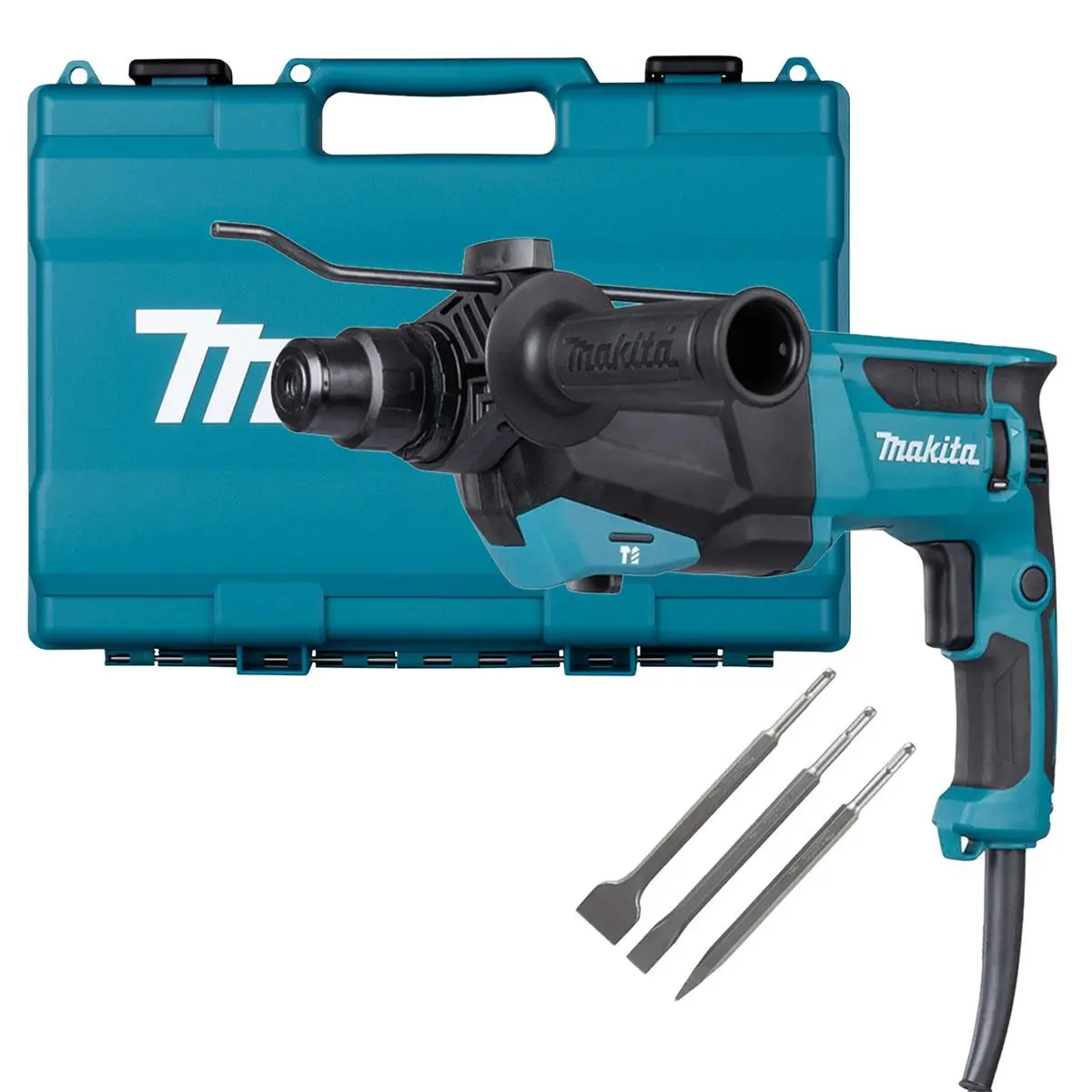 Makita Hr2670/1 26Mm Sds+ Rotary Hammer Drill With D-30134 Sds Plus Chisel Set 1