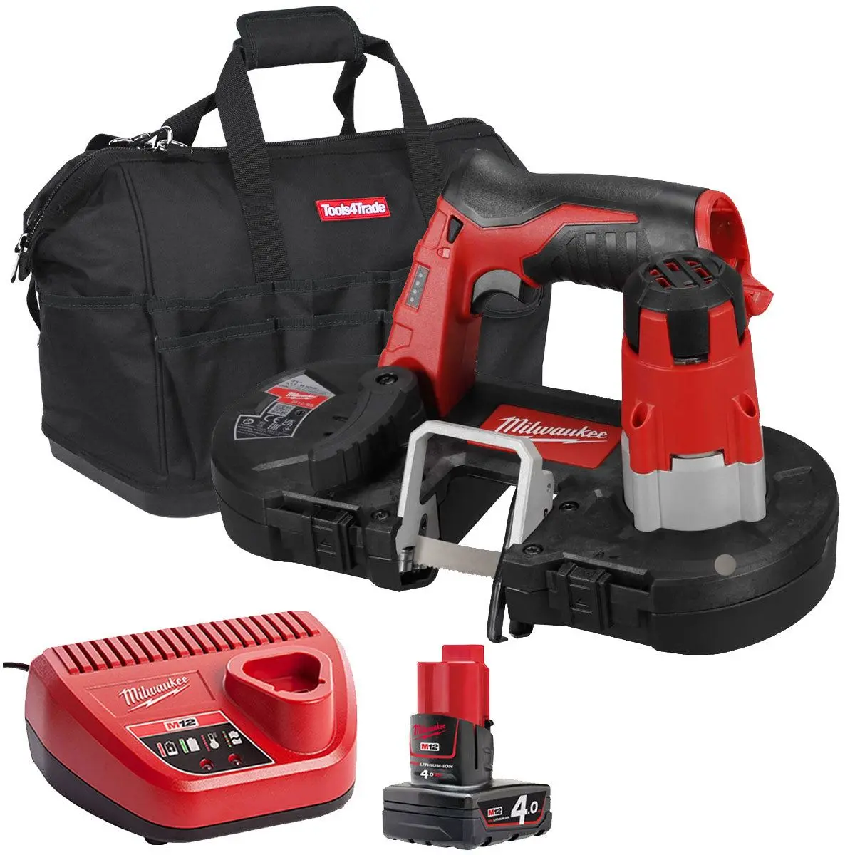 Milwaukee M12bs-0 12V Sub Compact Bandsaw With 1 X 4.0Ah Battery & Charger In Bag 1
