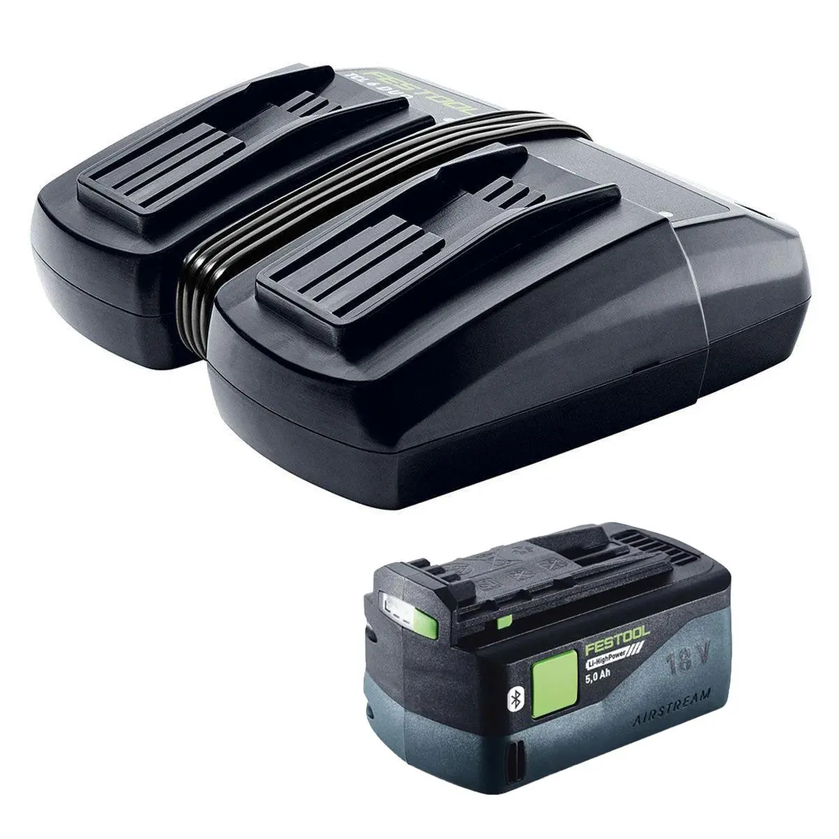 Festool 18V 5.0Ah Airstream Battery 578519 & 10.8-18V Tcl 6 Duo Rapid Charger 230V 577019 1