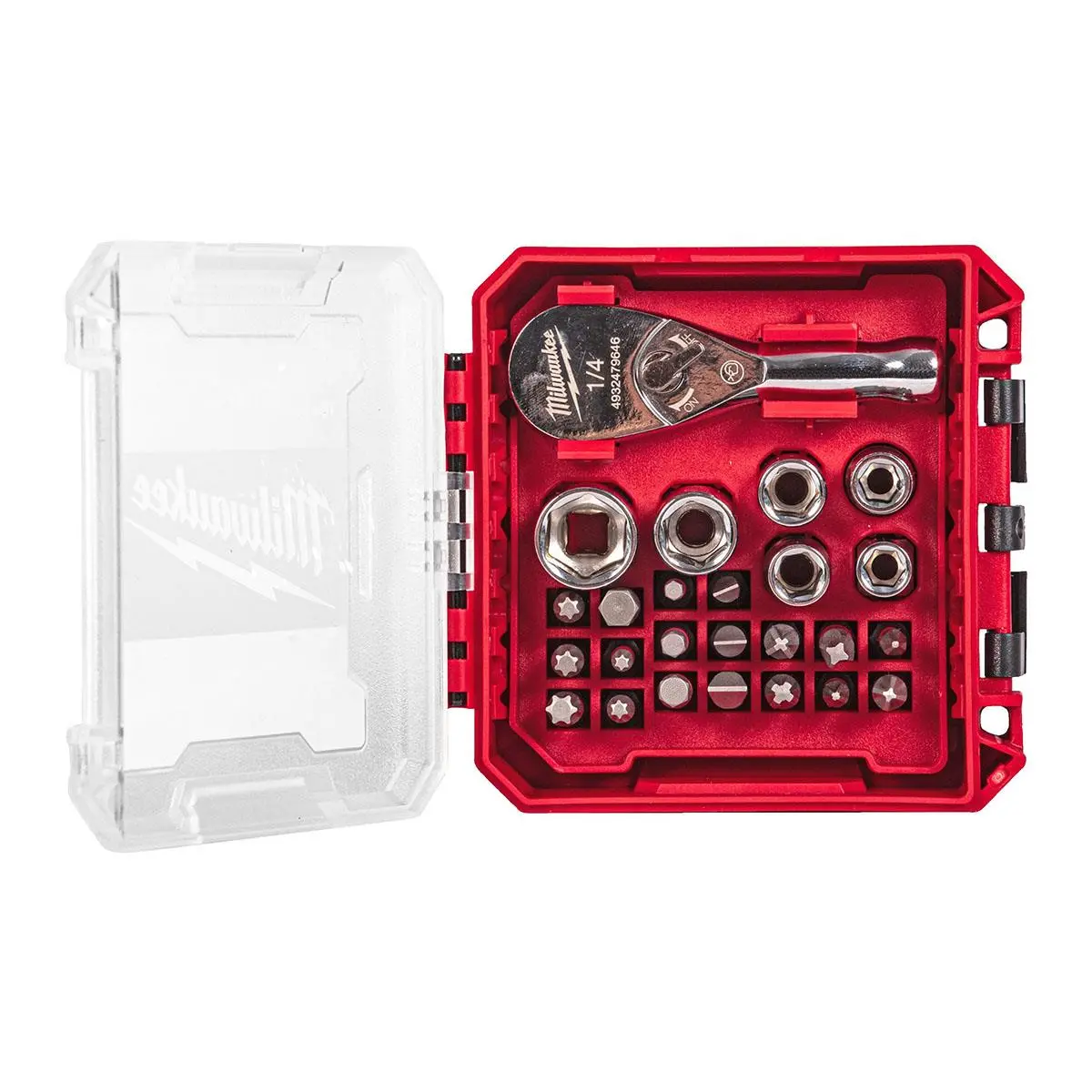 Milwaukee 25 Piece 1/4" Drive Compact Ratchet Set In Packout Box 4932499470 1