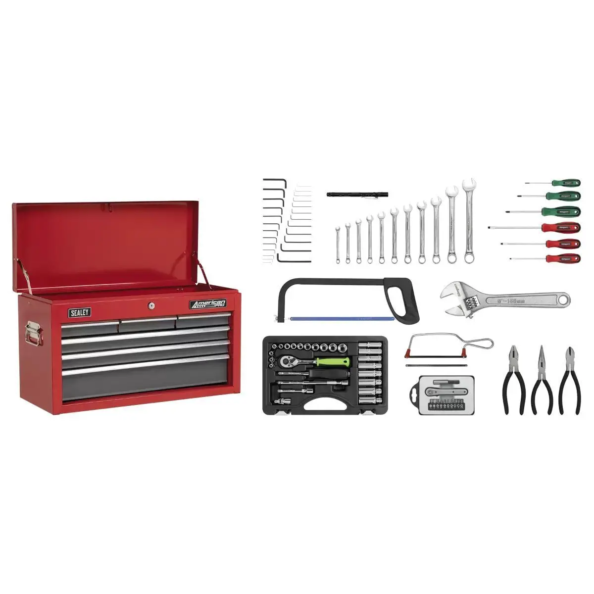 Sealey Ap2201bbcombo 6 Drawer Topchest With Ball-Bearing Slides & 98Pc Tool Kit 1