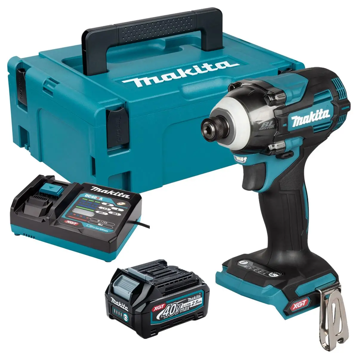 Makita Td004gz01 40V Max Xgt Brushless Impact Driver With 1 X 2.5Ah Battery Charger & Case 1