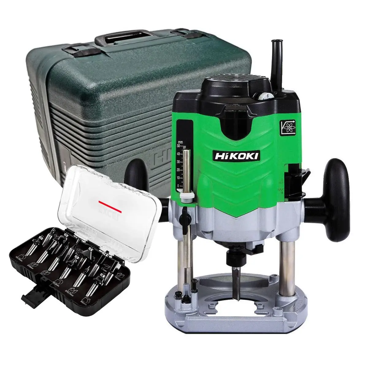 Hikoki M12vej7z 1/2" Variable Speed Router 110V/1570W In Carry Case With 12 Piece Router Set 1