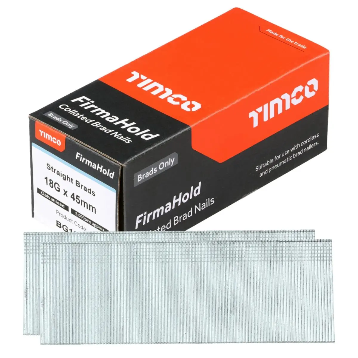 Firmahold 45Mm 18 Gauge 5000 Galvanised Straight Collated Brad Nails Bg1845 1