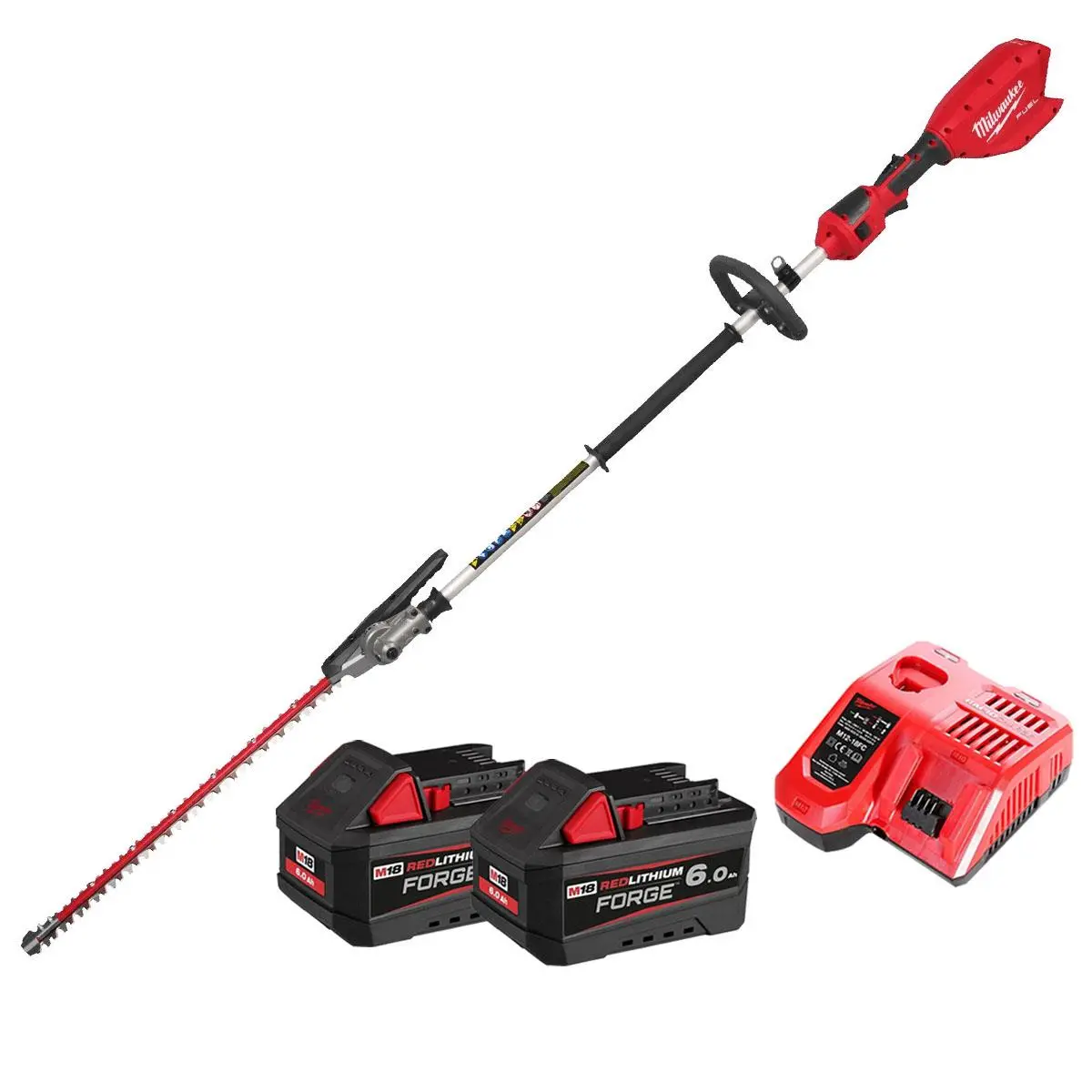 Milwaukee M18fhete22-0 M18 18V Brushless Pole Hedge Trimmer With 2 X 6.0Ah Batteries & Charger 1