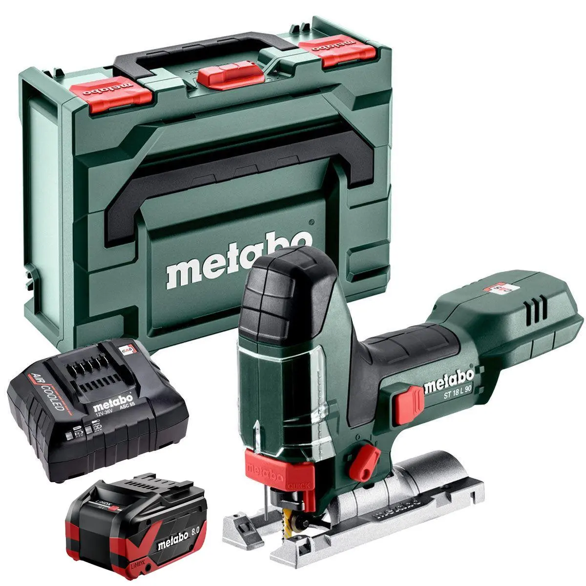 Metabo St 18 L 90 18V Body Grip Jigsaw With 1 X 8.0Ah Battery Charger & Metabox 1