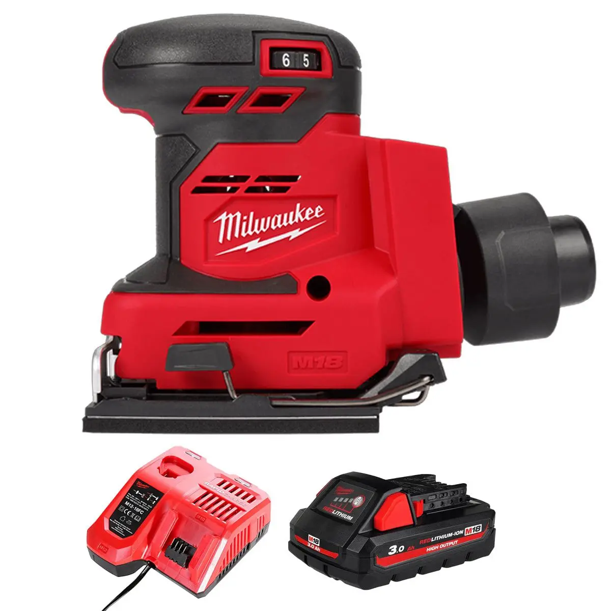 Milwaukee M18bqss-0 18V Sheet Sander With 1 X 3.0Ah Battery & Charger 1