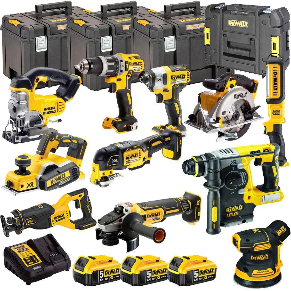 Dewalt 18V 11 Piece Power Tool Kit With 3 X 5.0Ah Batteries T4tkit-489 1
