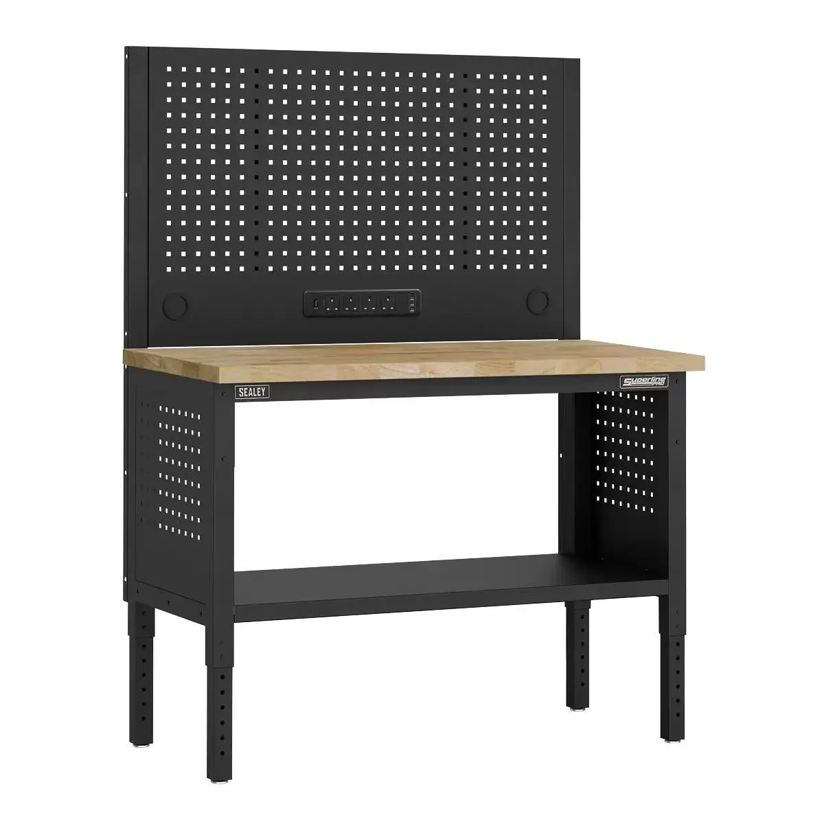 Sealey Apmwb50combow Superline Pro Modular Workbench With Pegboard Back Panel Wooden Worktop 1265Mm 1