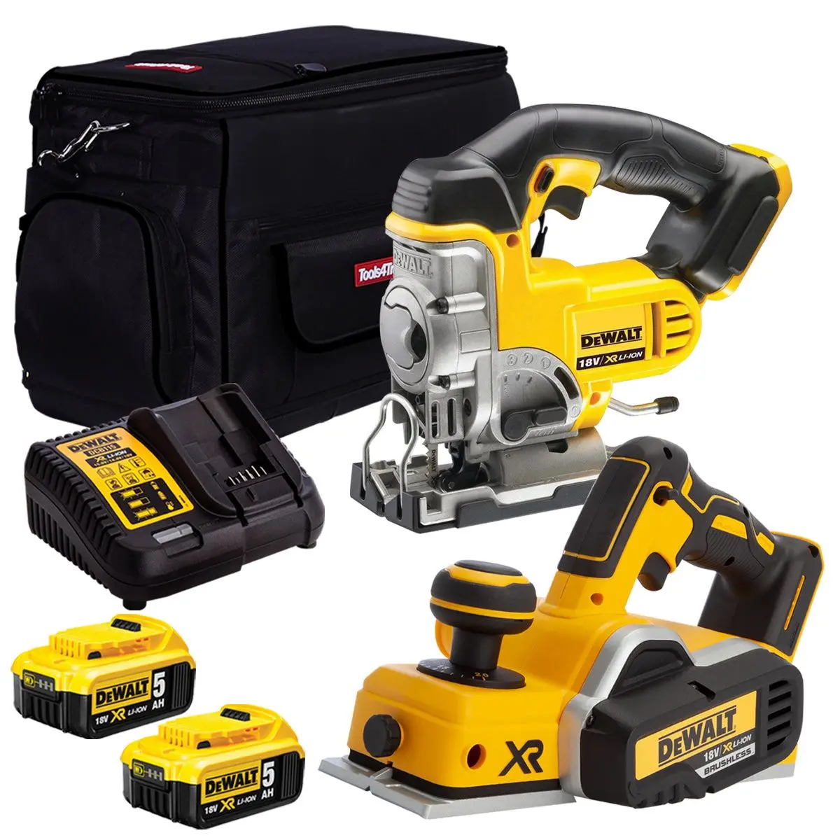 Dewalt 18V 2 Piece Power Tool Kit With 2 X 5.0Ah Batteries, Charger & Bag T4tkit-726 1