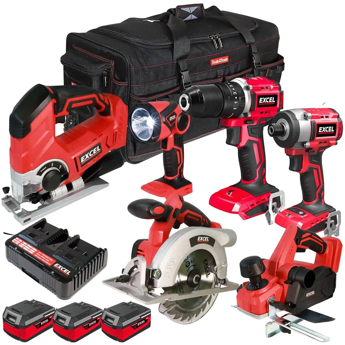 Excel 18V 6 Piece Combo Kit With 3 X 4.0Ah Batteries & Charger Exlkit-16288 1