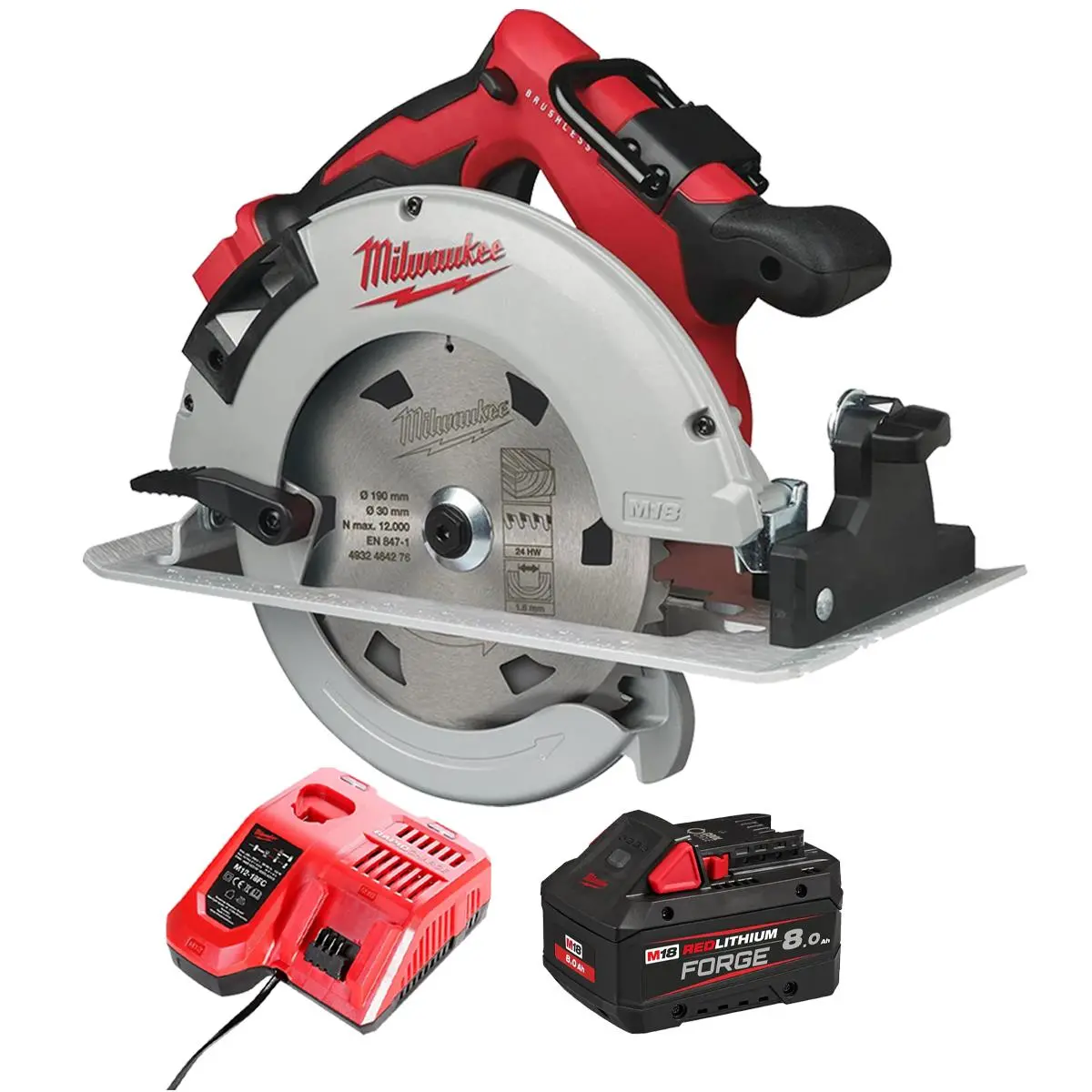 Milwaukee M18blcs66-0 18V Brushless 190Mm Circular Saw With 1 X 8.0Ah Battery & Charger 1
