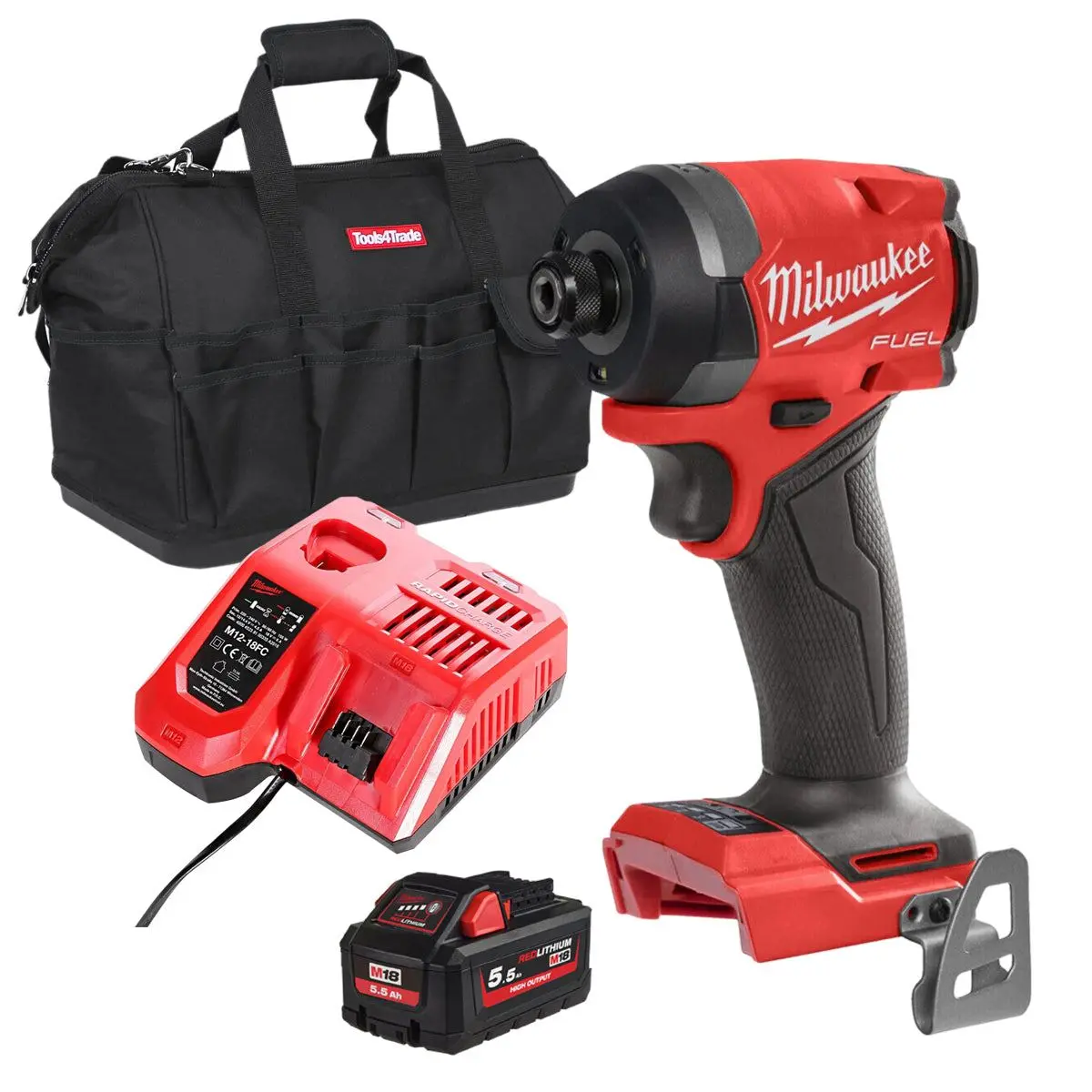 Milwaukee M18fid3-0 18V Fuel Brushless Impact Driver With 1 X 5.5Ah Battery Charger & Bag 1