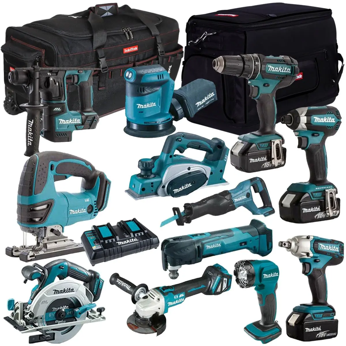 Makita 18V 12 Piece Cordless Kit With 3 X 5.0Ah Battery & Charger T4tkit-1238 1