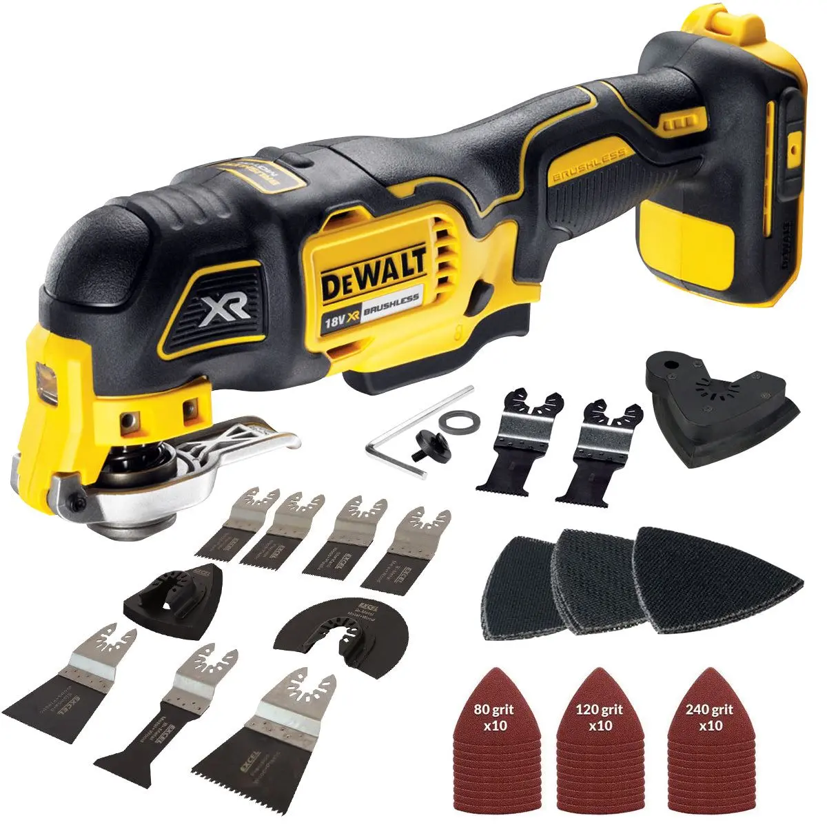 Dewalt Dcs355n 18V Xr Brushless Oscillating Multi-Tool Body With Accessories Set 1