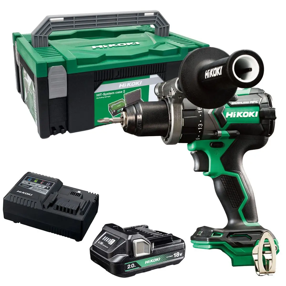 Hikoki Dv18dcw2z 18V Brushless High Torque Combi Drill With 1 X 2.0Ah Battery Charger & Case 1