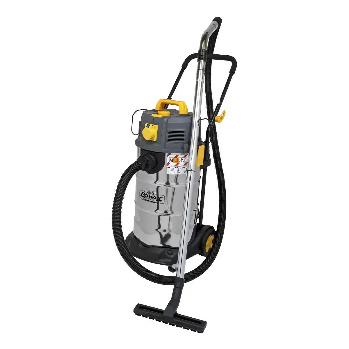Sealey Pc380m110v Vacuum Cleaner Industrial Dust-Free Wet/Dry 38L 1100W/110V Stainless Steel Drum 1