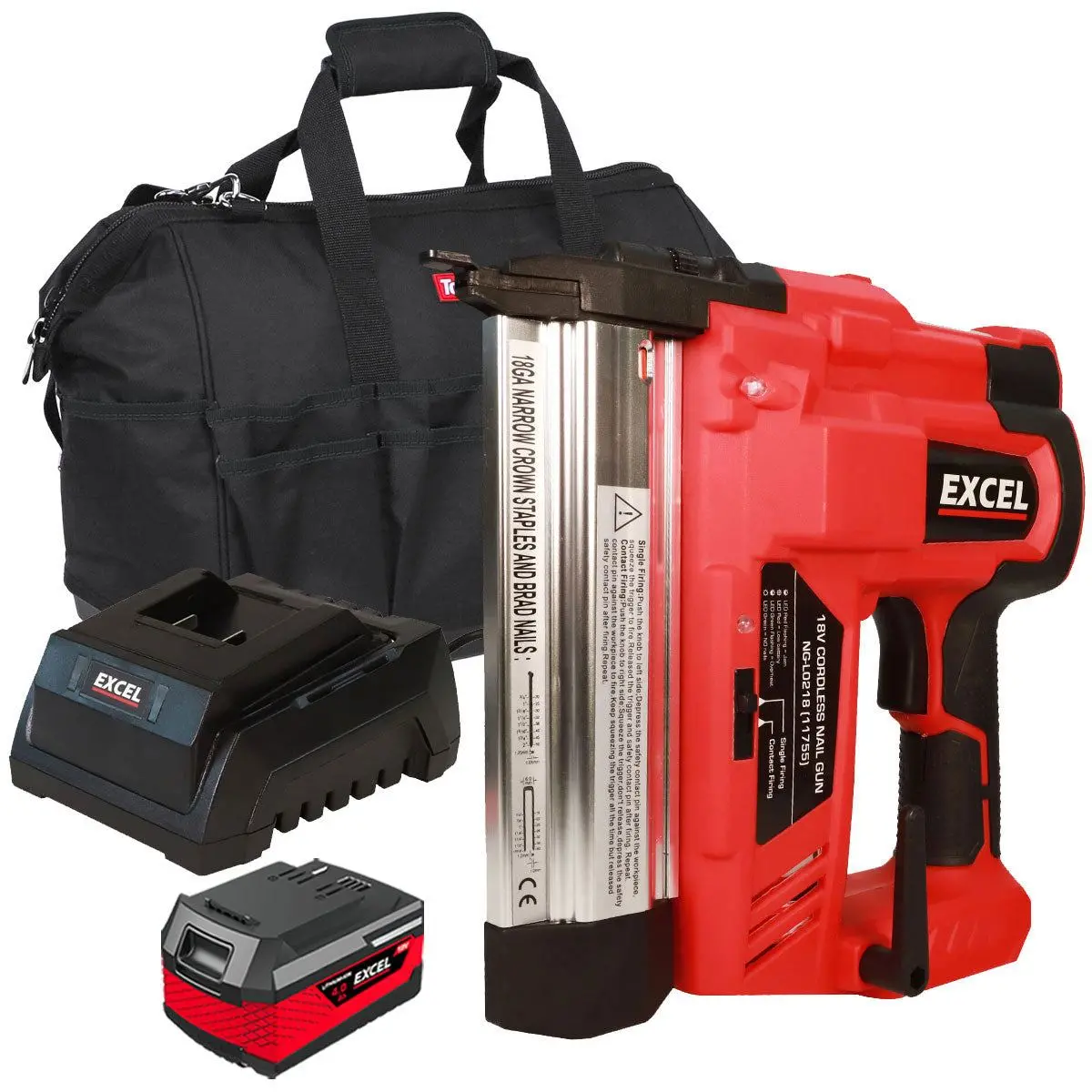 Excel 18V Cordless Second Fix Nailer With 1 X 4.0Ah Battery, Charger & Bag Exl10141 1