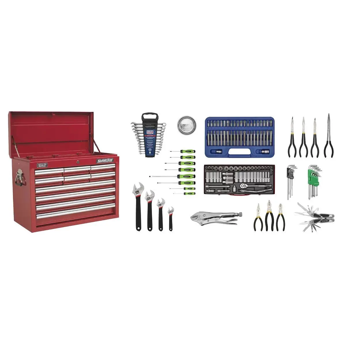 Sealey Ap33109combo 10 Drawer Top Chest With 140Pc Tool Kit 1