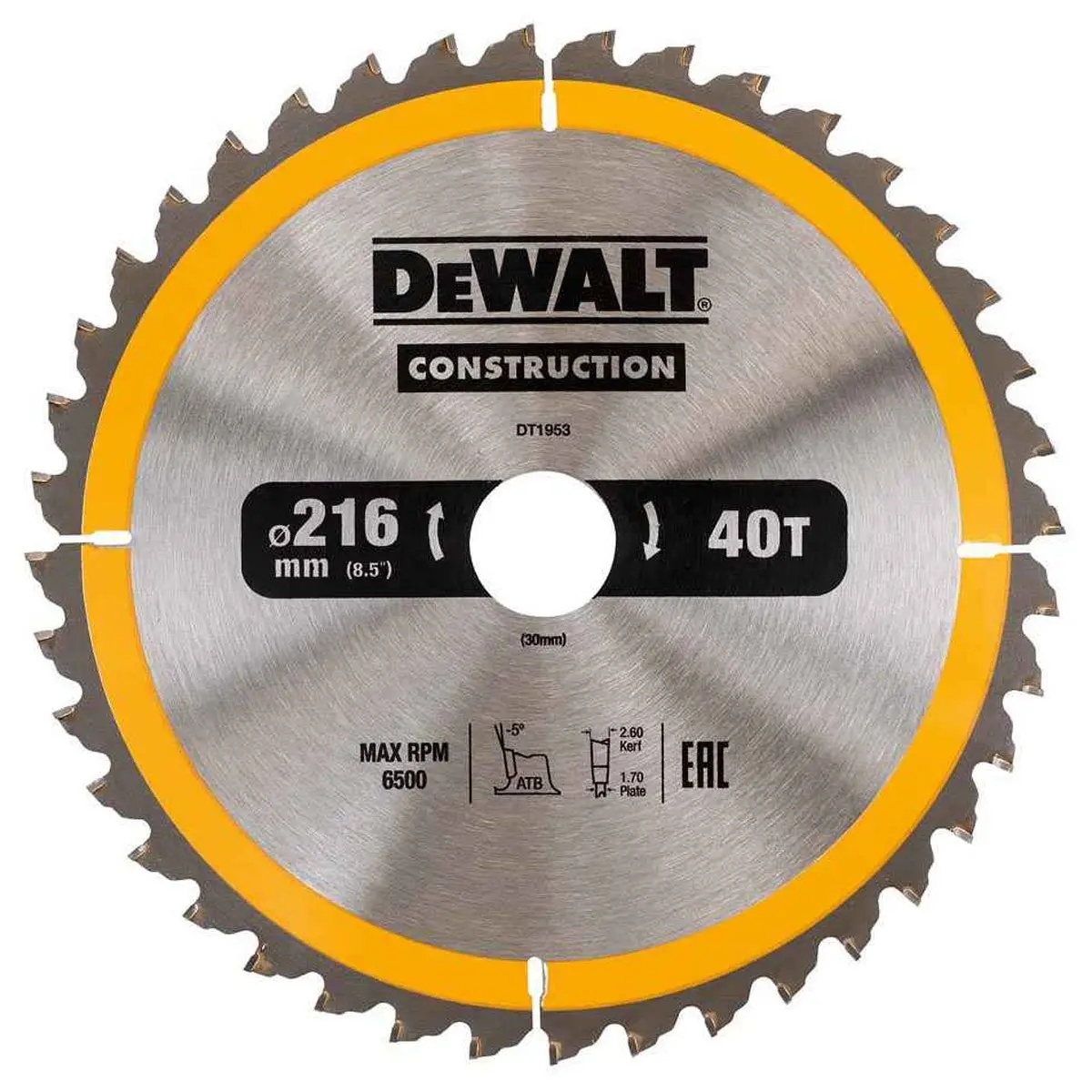 Dewalt 216Mm 24T Construction Circular Saw Blade Dt1952qz 1