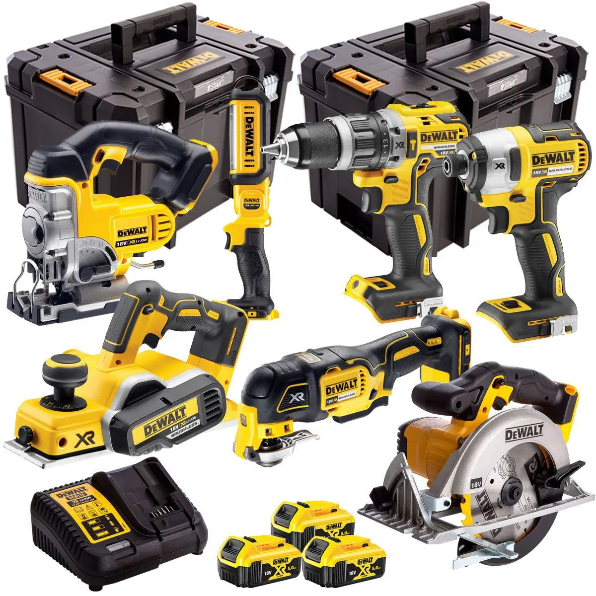 Dewalt 18V 7 Piece Power Tool Kit With 3 X 5.0Ah Batteries T4tkit-437 1