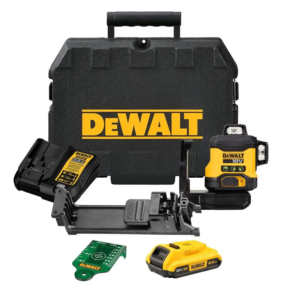 Dewalt Dcle34031d1 18V Compact 3 X 360 Green Laser With 1 X 2.0Ah Battery, Charger & Case 1