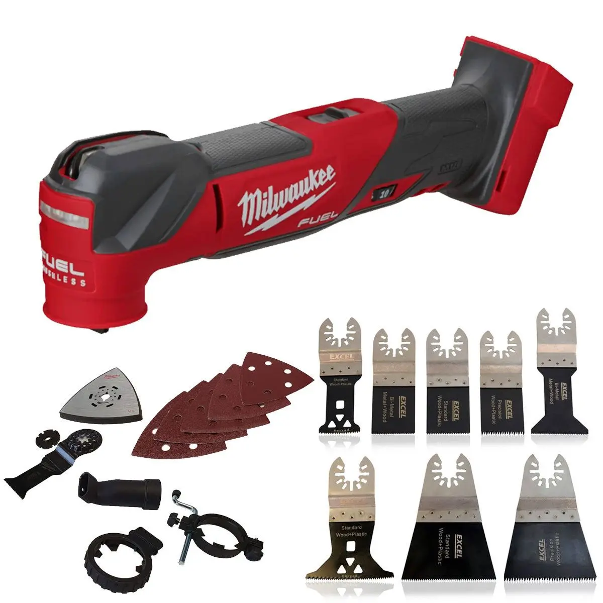 Milwaukee M18fmt-0 18V Fuel Brushless Multi Tool With 8 Piece Accessories Set 1