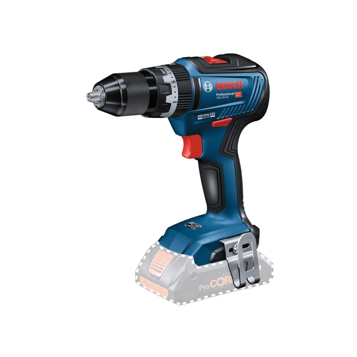 Bosch Gsb 18V-55 Brushless Professional & High Performance Combi Drill Body Only 06019H5302 1