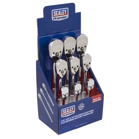 Sealey Ak6672db Ratchet Wrenches Pear-Head Flip Reverse 9 Pec 1