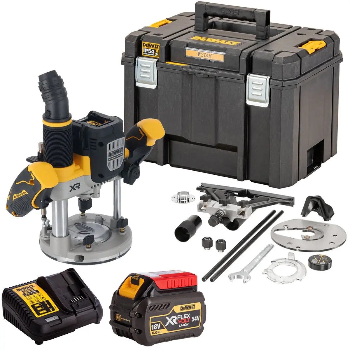Dewalt Dcw620nt 18V Xr Brushless 1/2" Plunge Router With 1 X 6.0Ah Battery Charger & Case 1