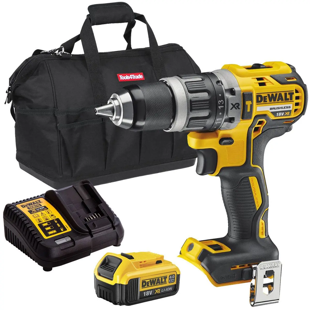 Dewalt Dcd796n 18V Brushless Combi Drill With 1 X 4.0Ah Battery Charger & Bag 1