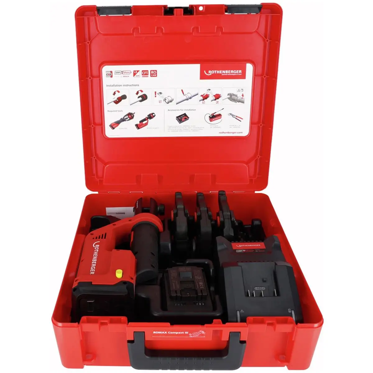 Rothenberger Romax Compact Iii Press Jaw Set M 15-22-28Mm 18V With 1 X 2.0Ah Battery, Charger & Carry Case 1000004333 1