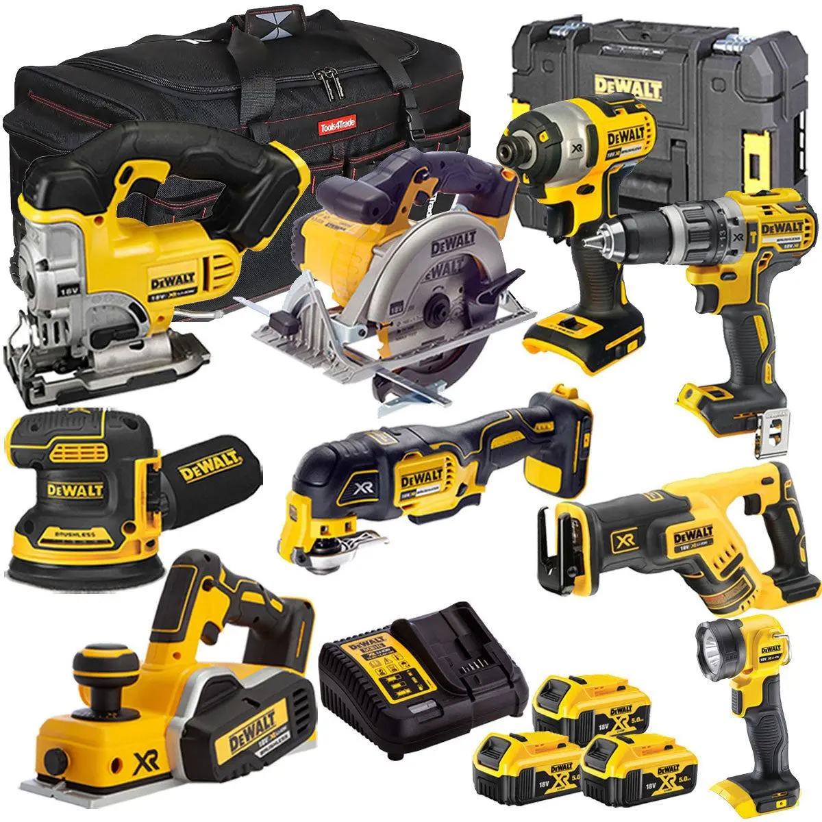 Dewalt 18V 9 Piece Power Tool Kit With 3 X 5.0Ah Battery & Charger T4tkit-9715 1