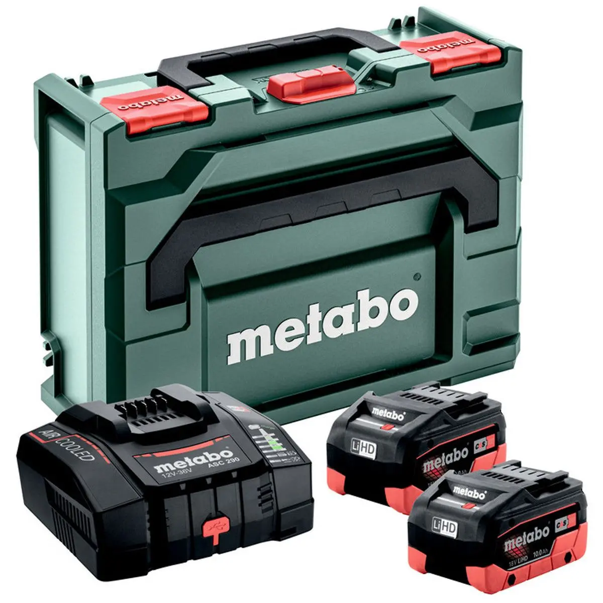 Metabo Basic Set 12-36V 2 X 10.0Ah Lihd Battery With Asc 290 Air Cooled Charger & Metabox 685304380 1