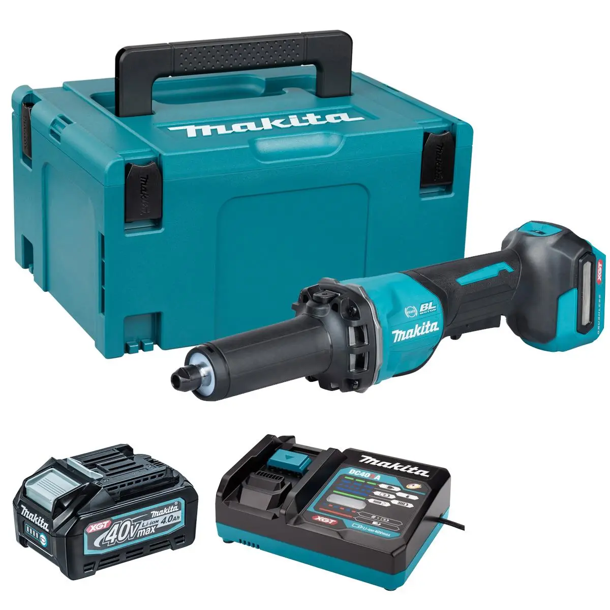 Makita Gd002gz01 40V Max Xgt Brushless Die Grinder With 1 X 4.0Ah Battery Charger & Case 1