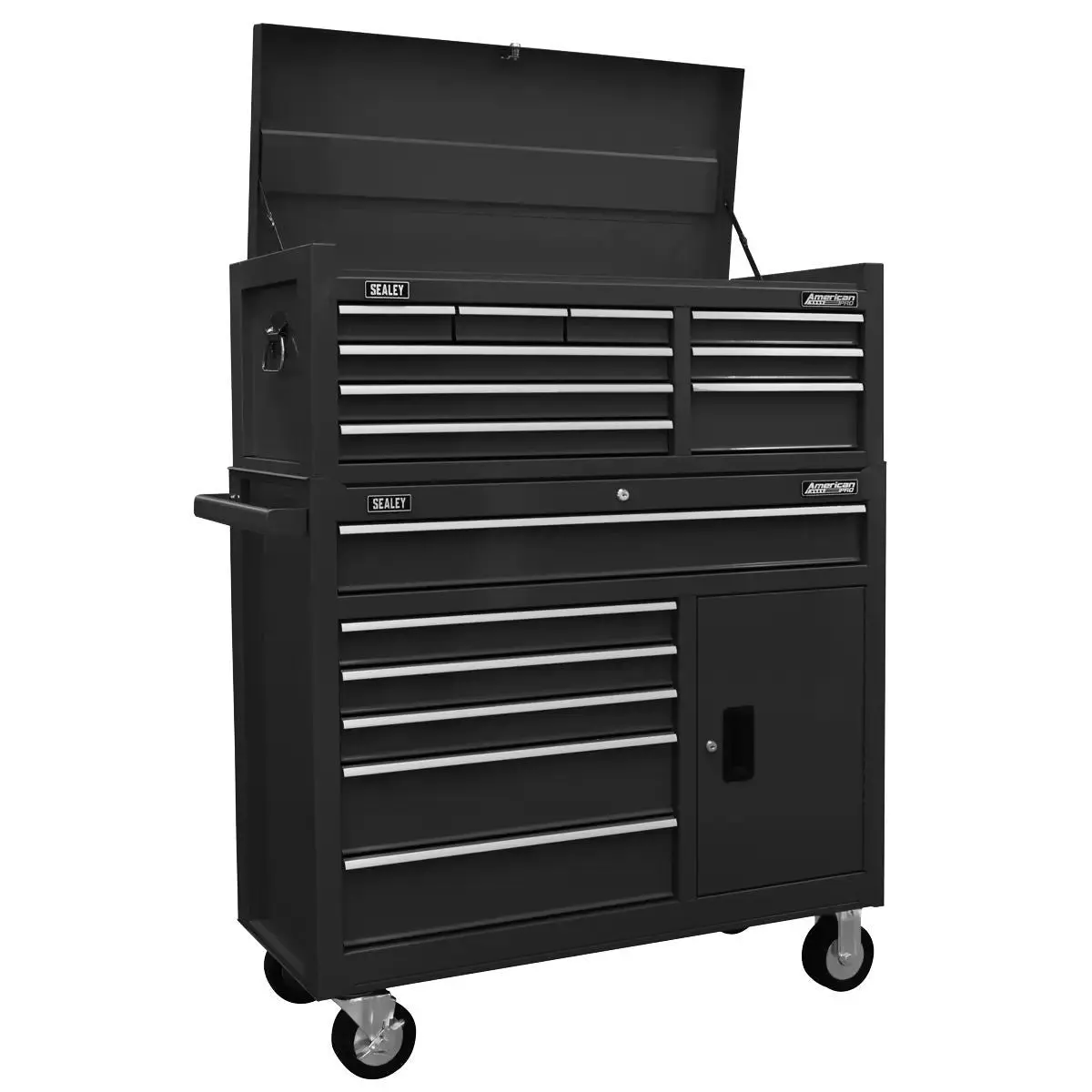 Sealey Ap41stackb Top Chest & Roll Cab Combination 15 Drawer-Black 1