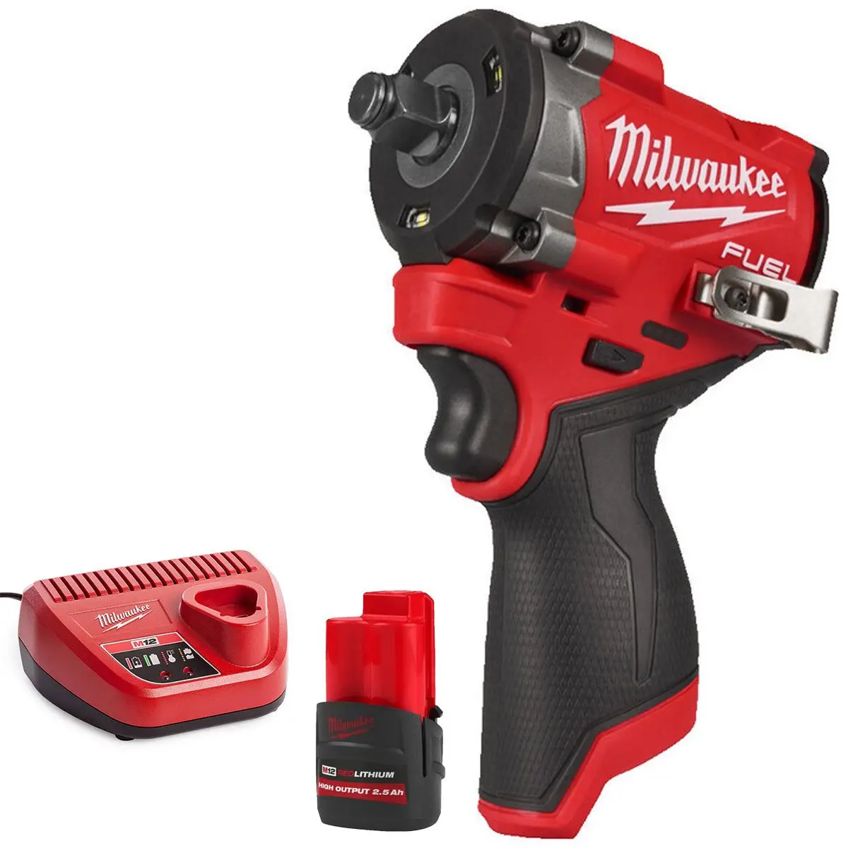 Milwaukee M12fciwf12g3-0 12V Brushless 1/2" Compact Impact Wrench With 1 X 2.5Ah Battery & Charger 1
