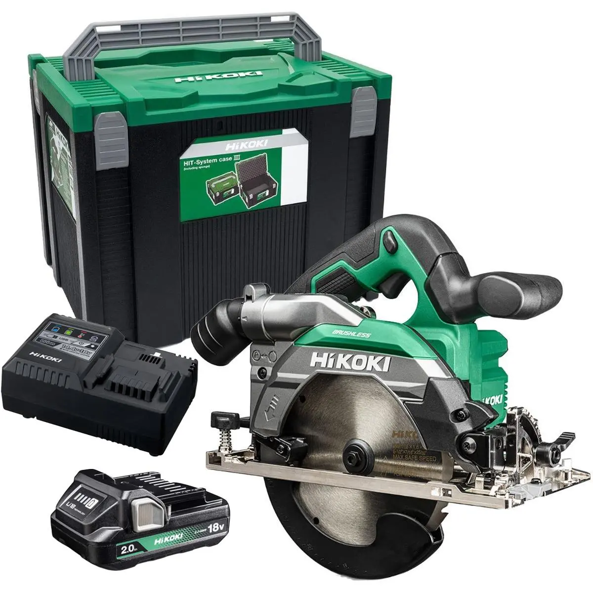 Hikoki C1806dbw2z 18V Brushless 165Mm Circular Saw With 1 X 2.0Ah Battery Charger & Case 1