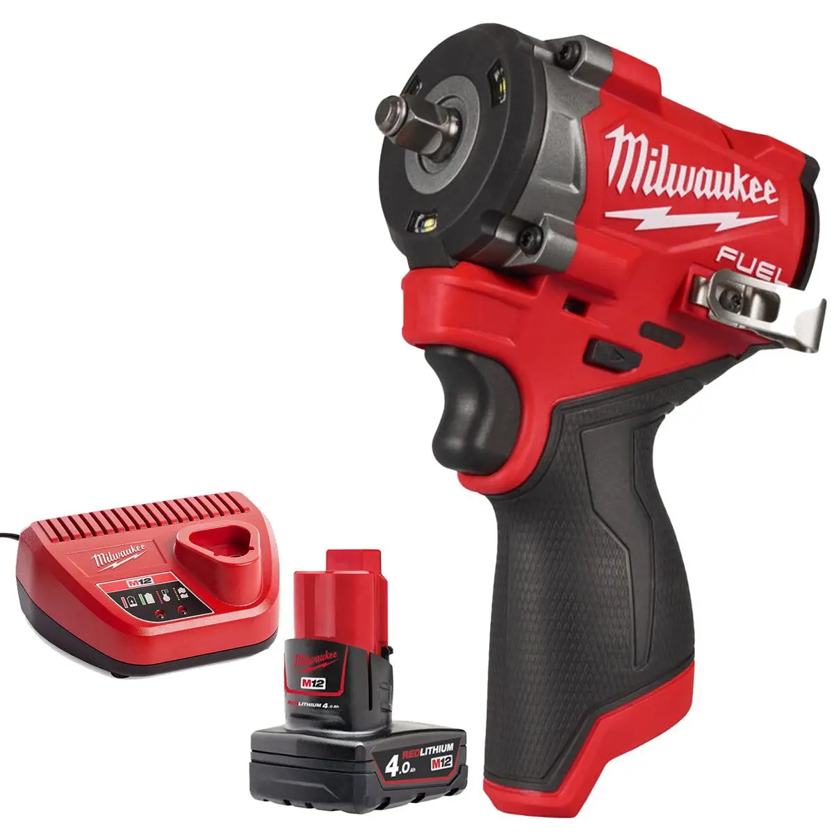 Milwaukee M12fciwf38g3-0 12V Brushless 3/8" Impact Wrench With 1 X 4.0Ah Battery & Charger 1