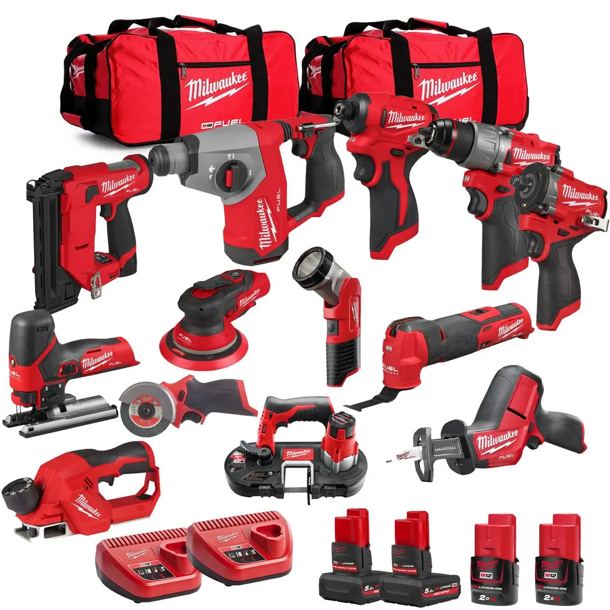Milwaukee 12V 13 Piece Power Tool Kit With 4 X Batteries T4tkitm - 18488 1
