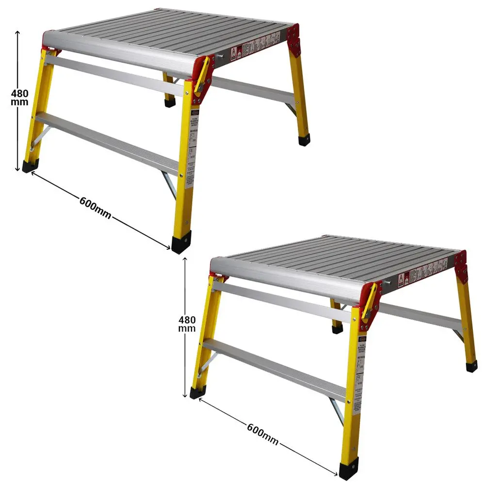 Excel 600 X 600Mm Fibreglass Heavy Duty Platform Folding Hop Up Pack Of 2 1