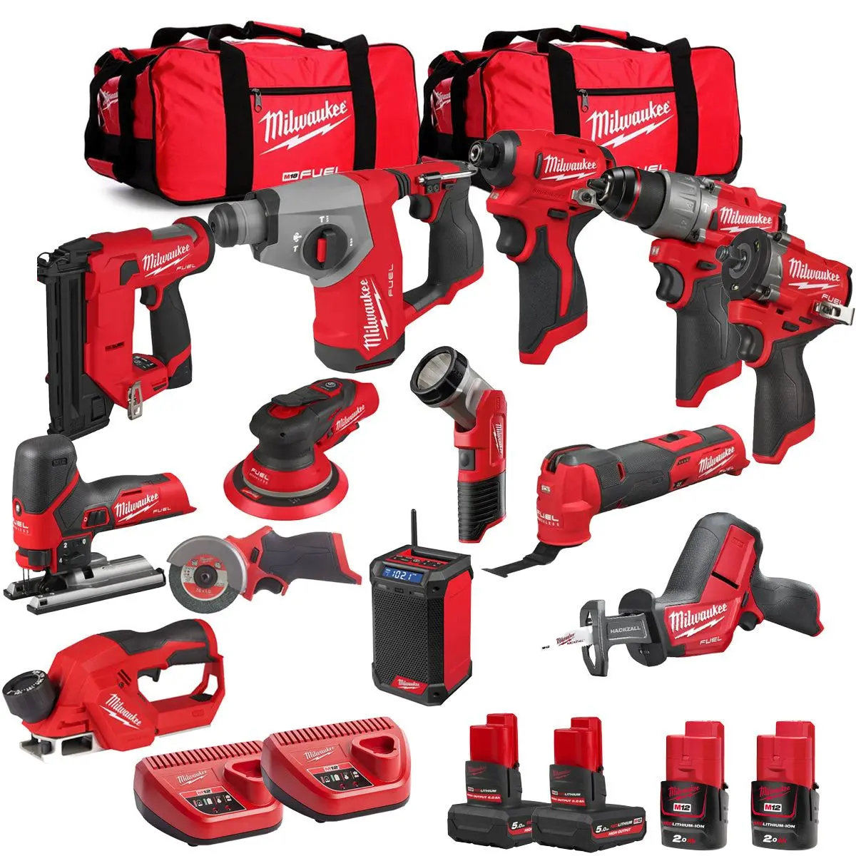 Milwaukee 12V 13 Piece Power Tool Kit With 4 X Batteries T4tkitm - 18489 1