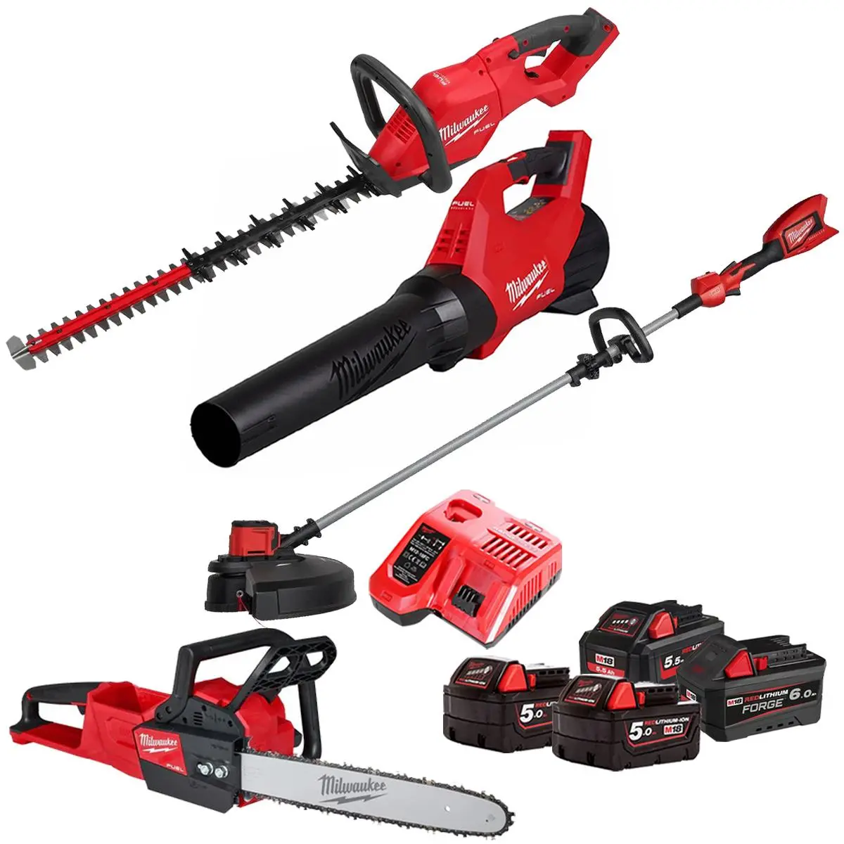 Milwaukee M18 18V 4 Piece Gardening Tool Kit With 4 X Batteries & Charger T4tkit-29517 1