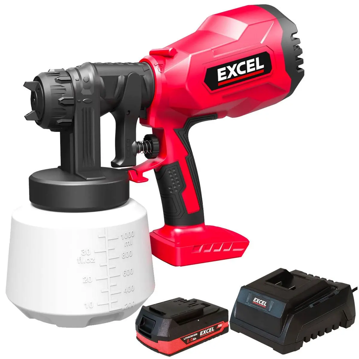 Excel 18V Cordless 1000Ml Spray Gun With 1 X 2.0Ah Battery & Charger 1