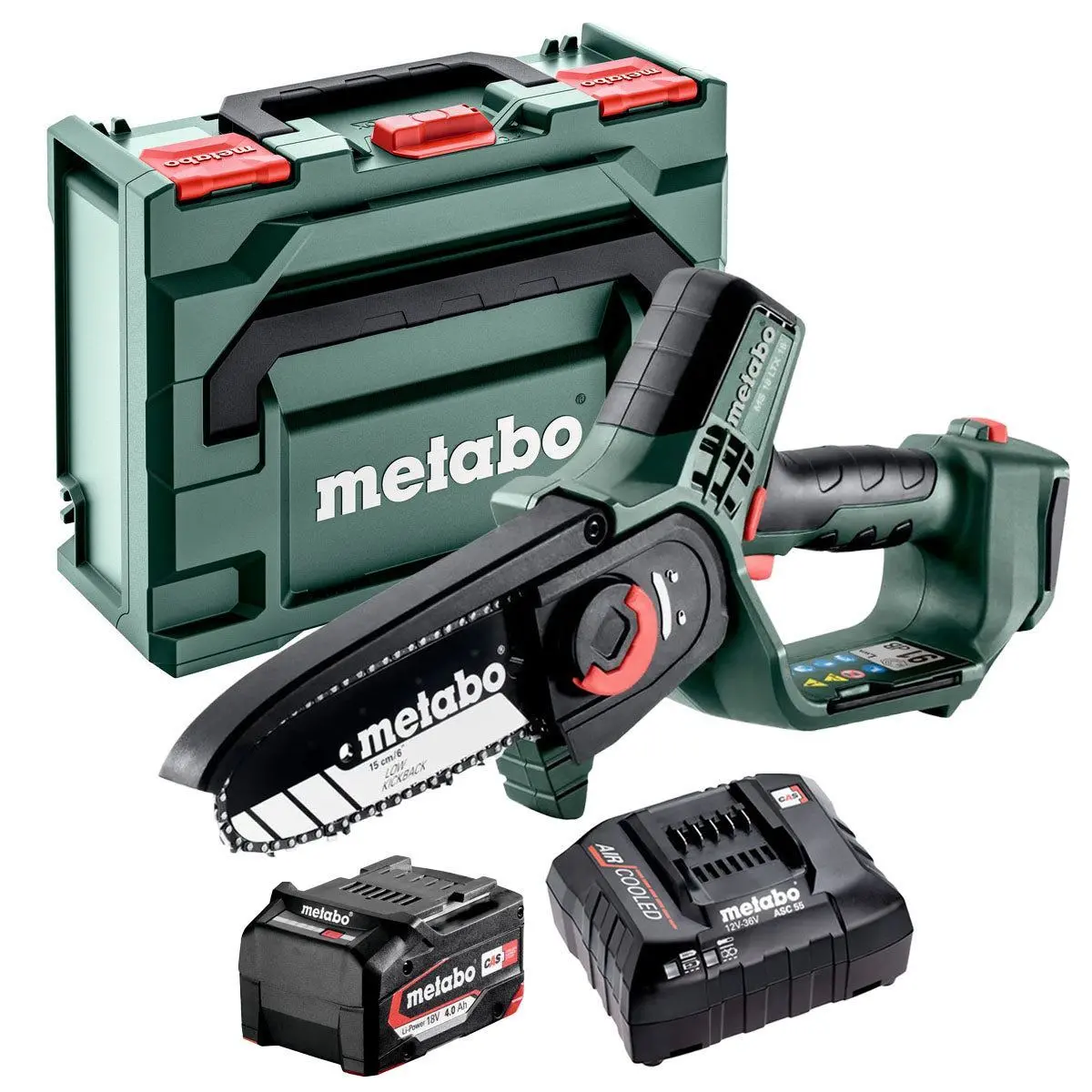 Metabo Ms 18 Ltx 15 18V 150Mm Pruning Saw With 1 X 4.0Ah Battery Charger & Metabox 1